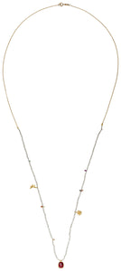 Lapradorit-Collier mit Rhodolith-Anhänger