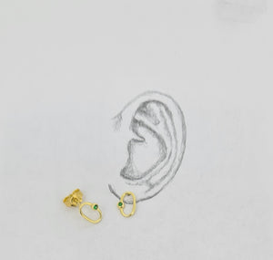 Ohrstecker oval mit Tsavorith
